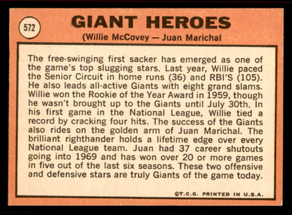 1969 Topps Baseball #572 Willie McCovey Juan Marichal EX-MT 556638