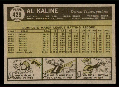 1961 Topps Baseball #429 Al Kaline Tigers NR-MT 556670