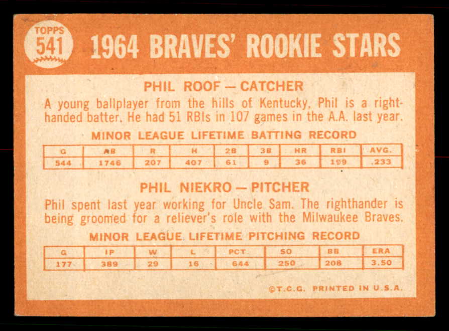 1964 Topps Baseball #541 Phil Niekro Braves EX+/EX-MT 556686