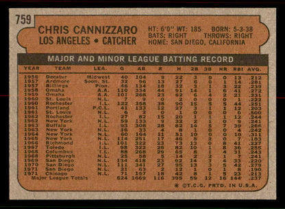 1972 Topps Baseball #759 Chris Cannizzaro Dodgers NR-MT 556706