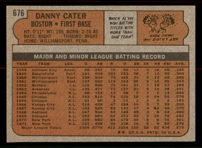 1972 Topps Baseball #676 Danny Cater Red Sox NR-MT 556732