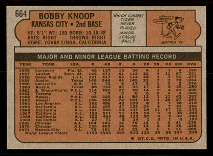 1972 Topps Baseball #664 Bobby Knoop Royals NR-MT 556742