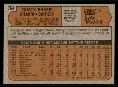 1972 Topps Baseball #764 Dusty Baker Braves NR-MT 556763