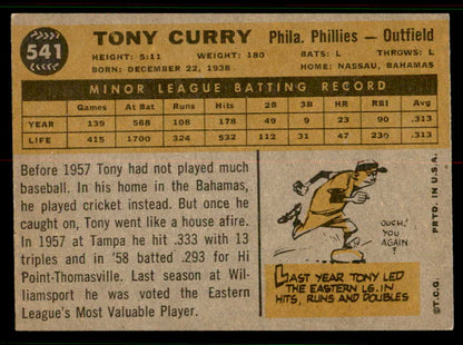 1960 Topps Baseball #541 Tony Curry Phillies EX-MT 556791