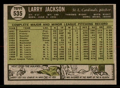 1961 Topps Baseball #535 Larry Jackson Cardinals EX-MT 556812