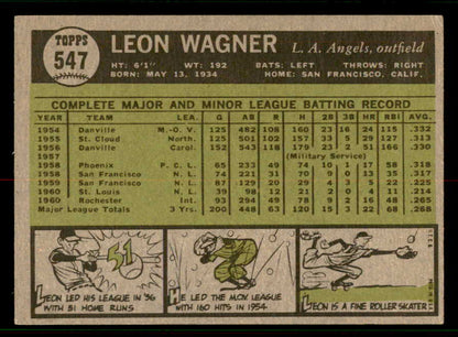 1961 Topps Baseball #547 Leon Wagner Angels EX-MT 556815