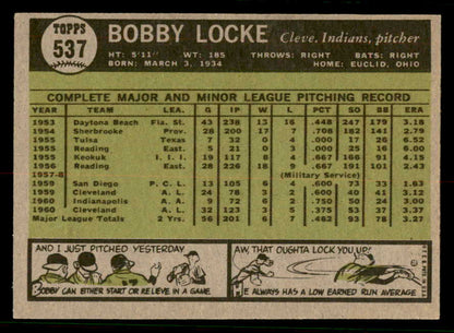 1961 Topps Baseball #537 Bobby Locke Indians EX-MT 556820