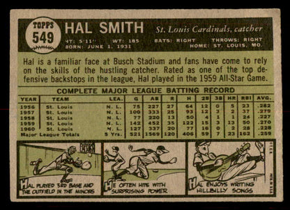 1961 Topps Baseball #549 Hal Smith Cardinals VG-EX 556825