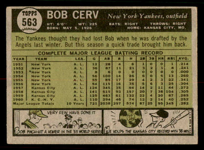 1961 Topps Baseball #563 Bob Cerv Yankees VG-EX 556827