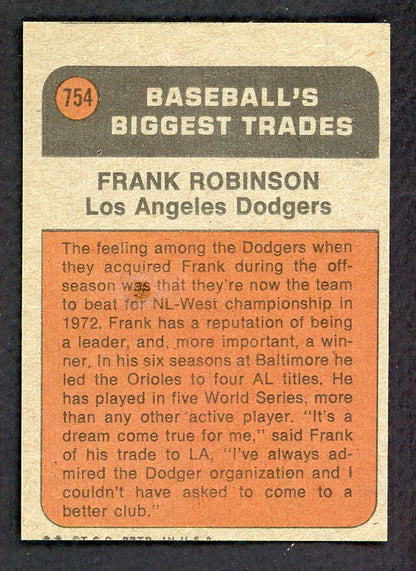 1972 Topps Baseball #754 Frank Robinson TR Dodgers NR-MT 556839