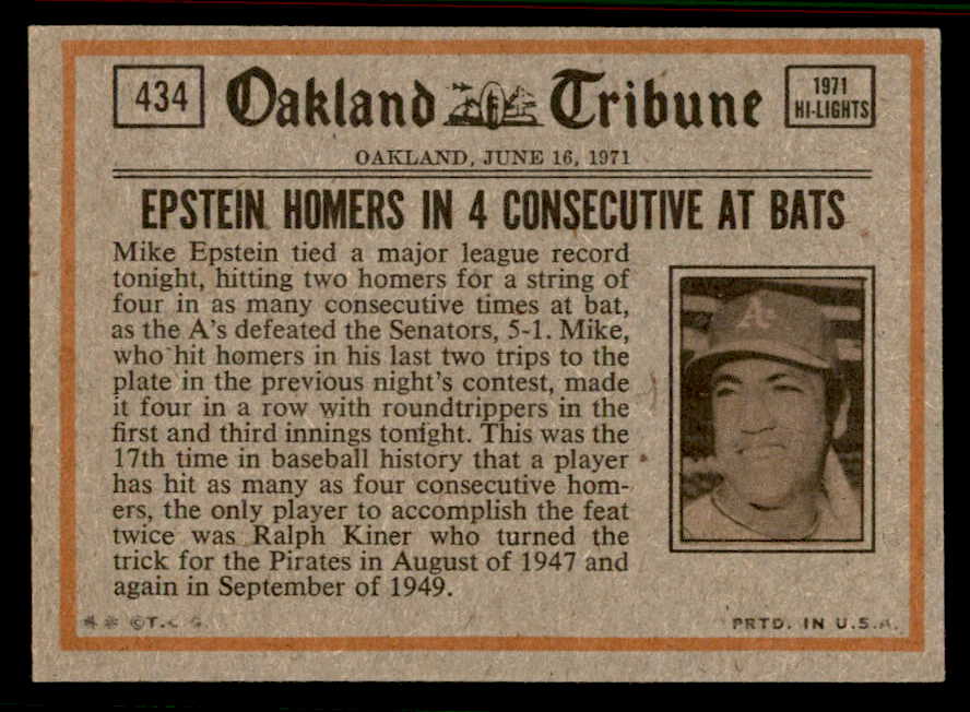 1972 Topps Baseball #434 Johnny Bench IA Reds EX 556851