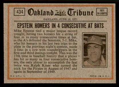 1972 Topps Baseball #434 Johnny Bench IA Reds EX 556851