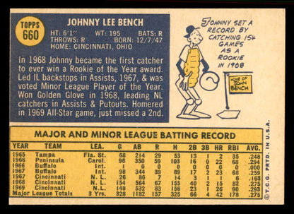 1970 Topps Baseball #660 Johnny Bench Reds EX-MT 556881