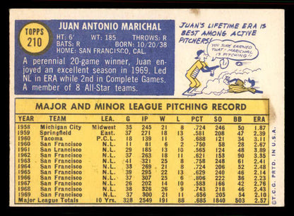 1970 Topps Baseball #210 Juan Marichal Giants EX-MT 556911