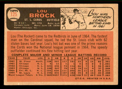 1966 Topps Baseball #125 Lou Brock Cardinals VG 556938