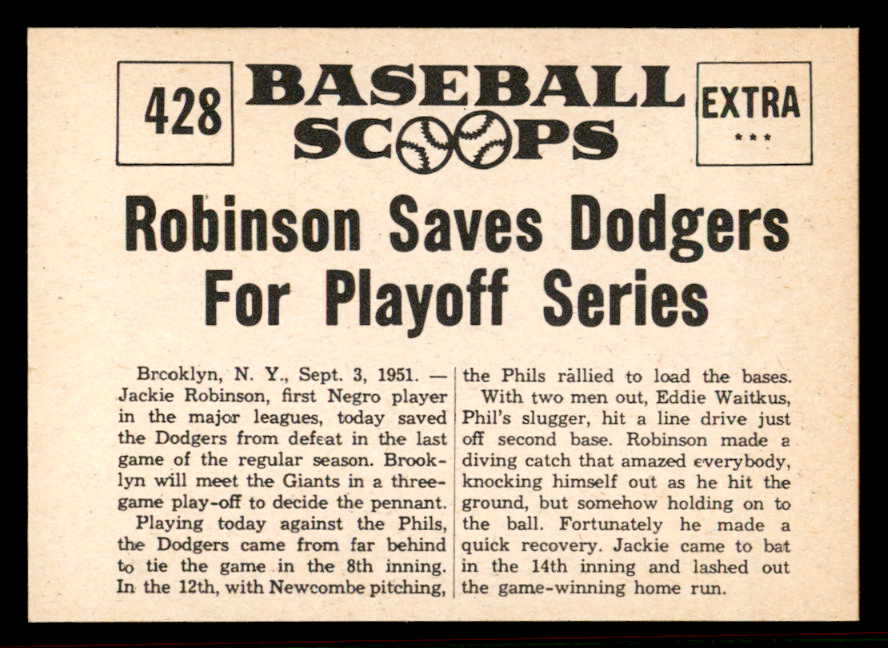 1961 Nu Card Scoops #428 Jackie Robinson Dodgers NR-MT 556942