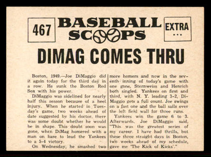 1961 Nu Card Scoops #467 Joe DiMaggio Yankees EX-MT 556943