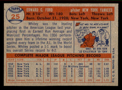 1957 Topps Baseball #025 Whitey Ford Yankees NR-MT 556945