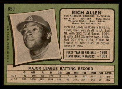 1971 Topps Baseball #650 Rich Allen Dodgers EX-MT 556969