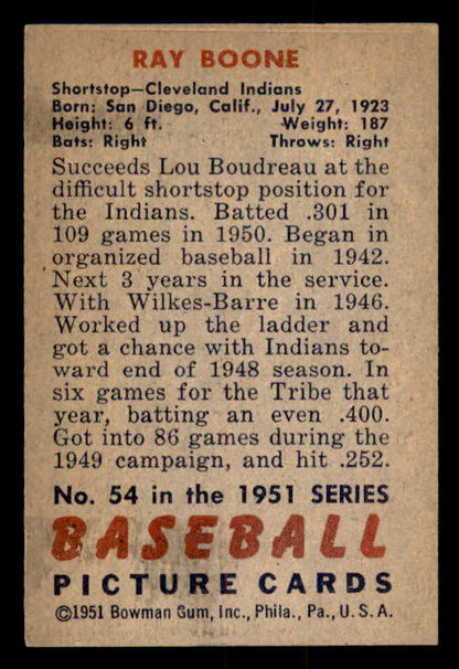 1951 Bowman Baseball #054 Ray Boone Indians EX-MT 556994