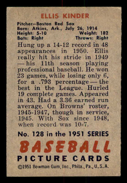 1951 Bowman Baseball #128 Ellis Kinder Red Sox EX-MT 557027