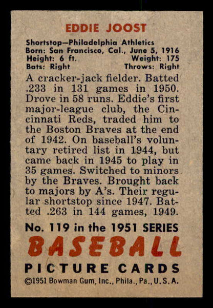 1951 Bowman Baseball #119 Eddie Joost A's EX-MT 557036