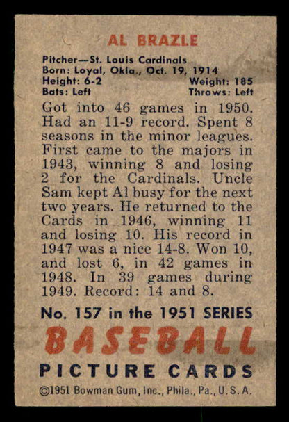 1951 Bowman Baseball #157 Al Brazle Cardinals EX-MT 557044