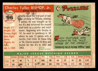 1955 Topps Baseball #096 Charlie Bishop A's EX 557067