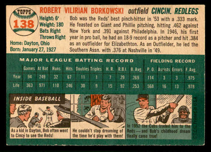 1954 Topps Baseball #138 Bob Borkowski Reds EX-MT 557069