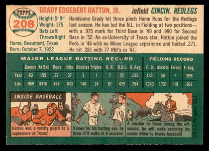 1954 Topps Baseball #208 Grady Hatton Reds EX-MT 557070
