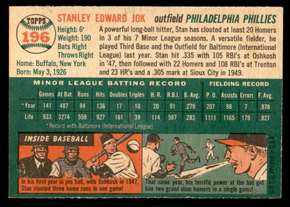 1954 Topps Baseball #196 Stan Jok Phillies EX-MT 557076