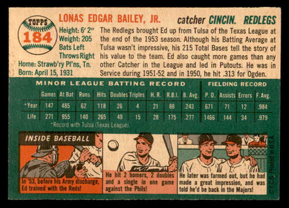 1954 Topps Baseball #184 Ed Bailey Reds EX-MT 557085