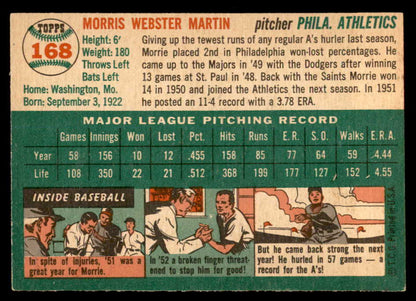 1954 Topps Baseball #168 Morrie Martin A's EX-MT 557092