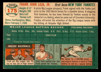 1954 Topps Baseball #175 Frank Leja Yankees EX-MT 557105