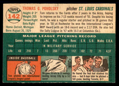 1954 Topps Baseball #142 Tom Poholsky Cardinals EX-MT 557116