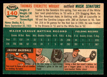 1954 Topps Baseball #140 Tom Wright Senators EX-MT 557118