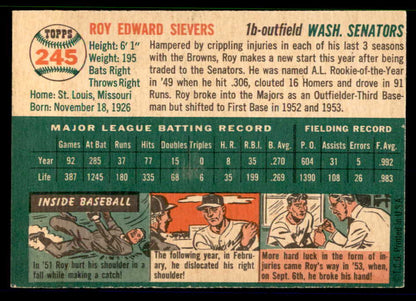1954 Topps Baseball #245 Roy Sievers Senators EX-MT 557123