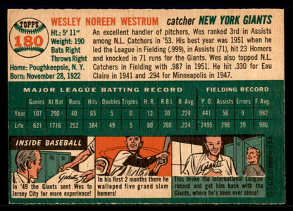 1954 Topps Baseball #180 Wes Westrum Giants EX-MT 557126