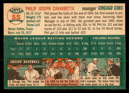 1954 Topps Baseball #055 Phil Cavarretta Cubs EX-MT 557134
