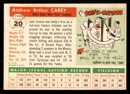 1955 Topps Baseball #020 Andy Carey Yankees EX-MT 557137