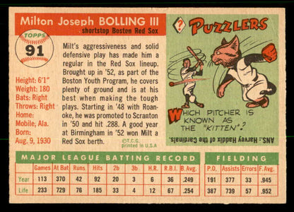1955 Topps Baseball #091 Milt Bolling Red Sox EX-MT 557142