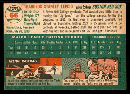 1954 Topps Baseball #066 Ted Lepcio Red Sox EX-MT 557164