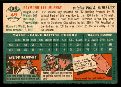 1954 Topps Baseball #049 Ray Murray A's EX-MT 557170