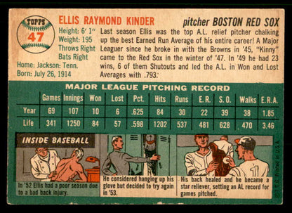 1954 Topps Baseball #047 Ellis Kinder Red Sox EX-MT 557172