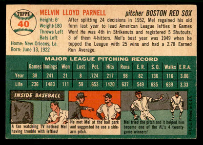 1954 Topps Baseball #040 Mel Parnell Red Sox EX-MT 557176