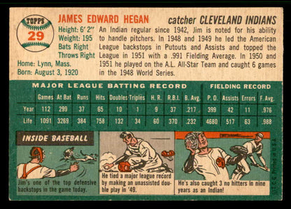 1954 Topps Baseball #029 Jim Hegan Indians EX-MT 557178