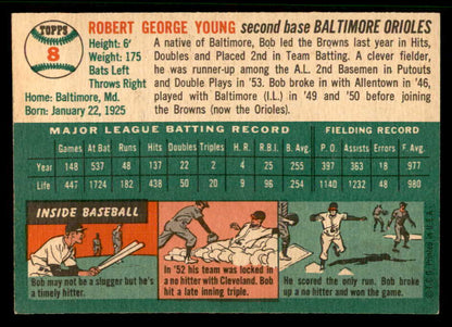 1954 Topps Baseball #008 Bob Young Orioles EX-MT 557181