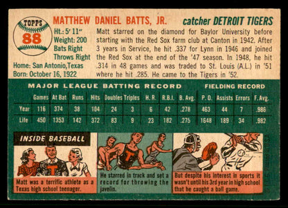 1954 Topps Baseball #088 Matt Batts Tigers EX-MT 557191