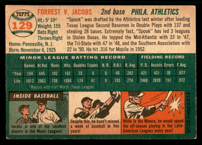 1954 Topps Baseball #129 Spook Jacobs A's EX-MT 557198