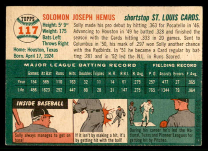 1954 Topps Baseball #117 Solly Hemus Cardinals EX-MT 557200